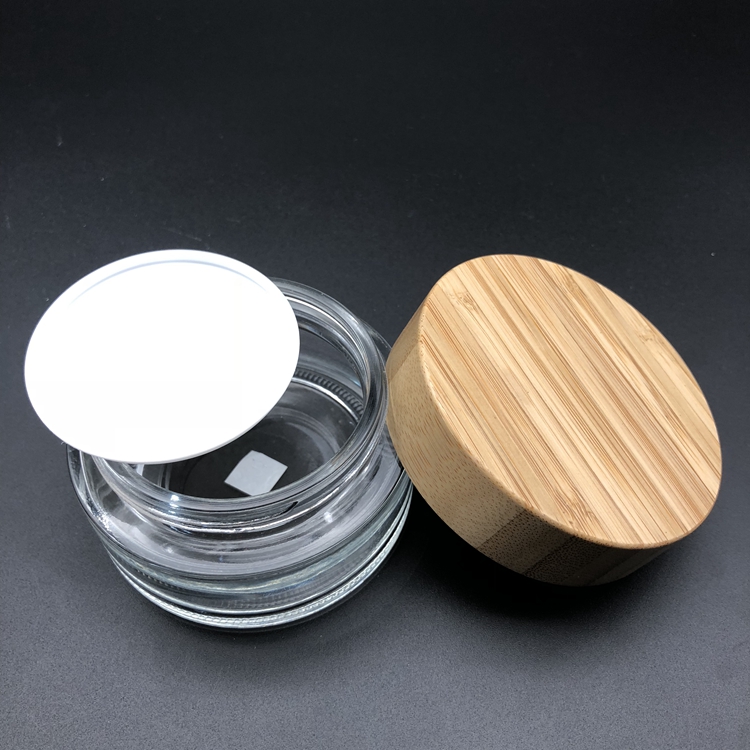 200g Skin Care Cream Jar Frosted Glass Cosmetic Storage Jar with Bamboo Lids