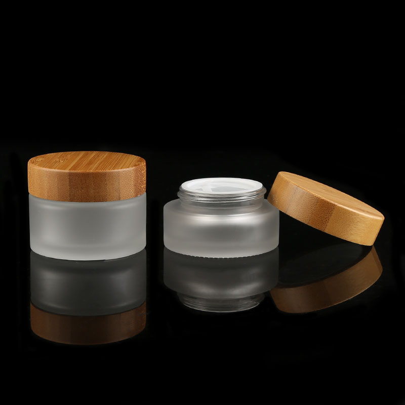 200g bamboo lid cosmetic jars empty glass cosmetics containers
