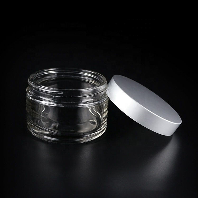 200g clear glass cream jar with silver scewr cap glass bottle for cosmetic skin care packaging skincare bottle