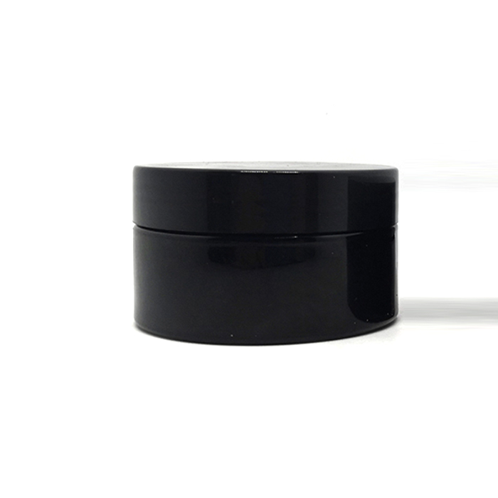 200g empty black cosmetic plastic pet cream jar with black lid in stock