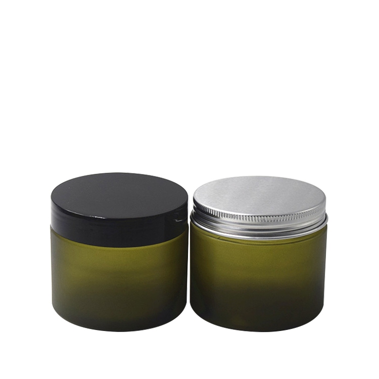 200g luxury body cream green frosted plastic cosmetic packaging cream jar with lid