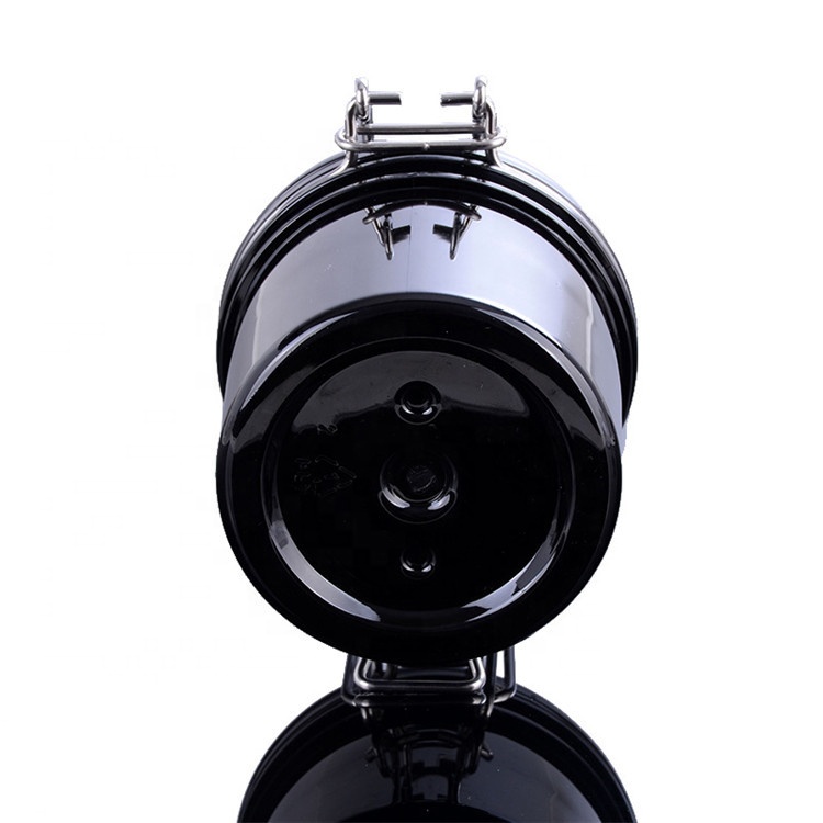 200g round black plastic PET sealed jar with metal lock for cosmetic container packaging