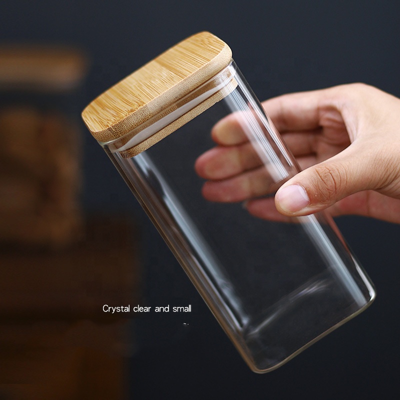 200ml-2000ml High borosilicate glass sealed storage jar Square empty jars