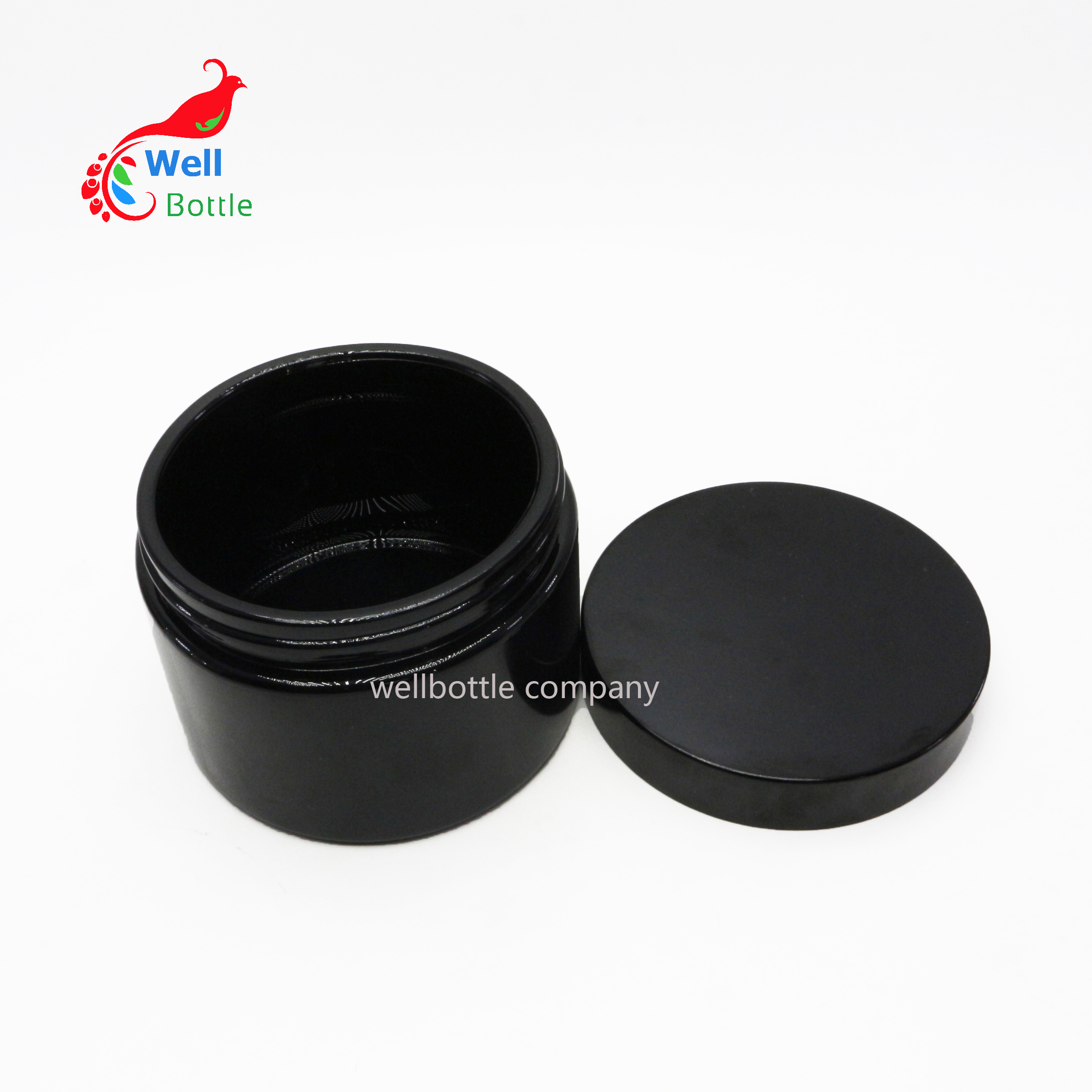 200ml 200g Wide mouth violet container cosmetic shiny black glass jars uv proof with packaging DV311E