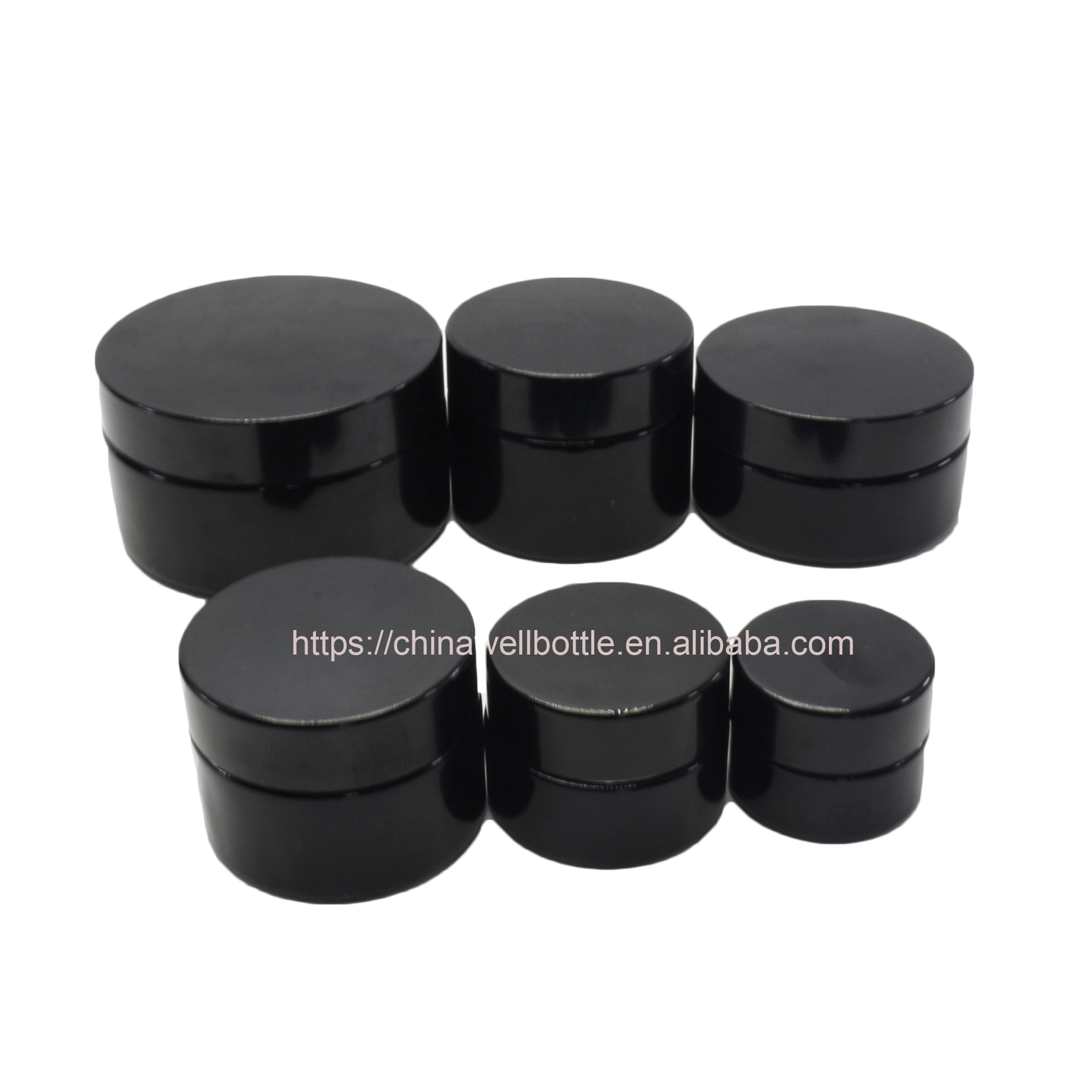 200ml 200g Wide mouth violet container cosmetic shiny black glass jars uv proof with packaging DV311E