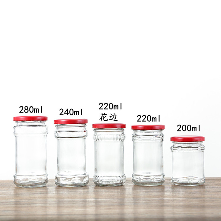 200ml 220ml 240ml 280ml mermeladas frasco glass jar with metal lid for blueberry jam pickle
