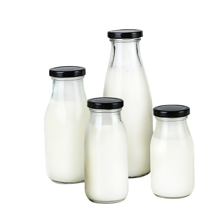 200ml 250ml 300ml 500ml clear glass milk bottle with twist off cap