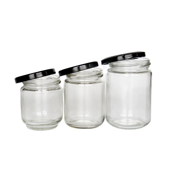 200ml 250ml 300ml Empty Round Hermetic Pickle Food Jam Glass Storage Jar With Lug Lid