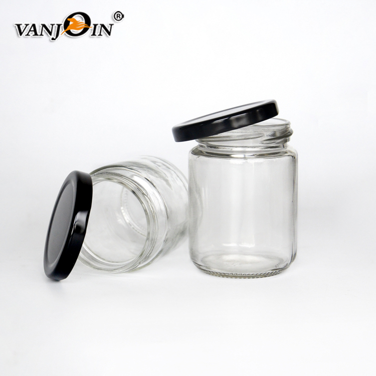 200ml 250ml 300ml Empty Round Hermetic Pickle Food Jam Glass Storage Jar With Lug Lid