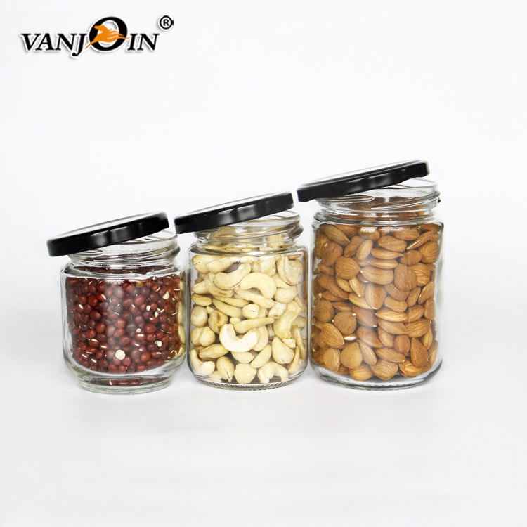 200ml 250ml 300ml Empty Round Hermetic Pickle Food Jam Glass Storage Jar With Lug Lid