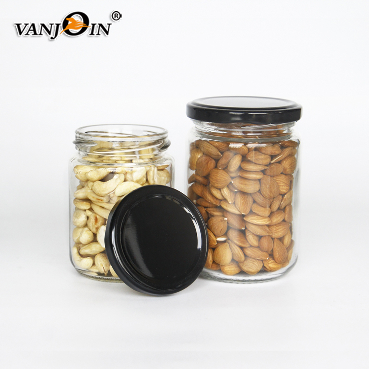 200ml 250ml 300ml Empty Round Hermetic Pickle Food Jam Glass Storage Jar With Lug Lid