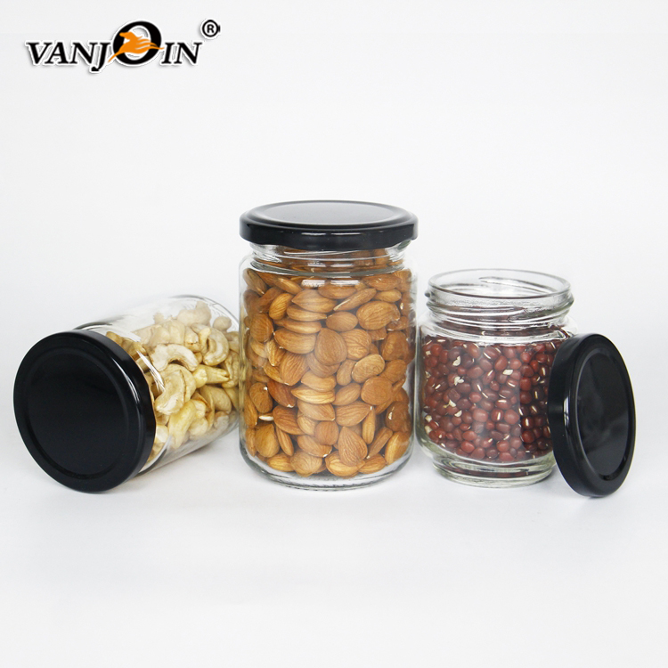 200ml 250ml 300ml Empty Round Hermetic Pickle Food Jam Glass Storage Jar With Lug Lid