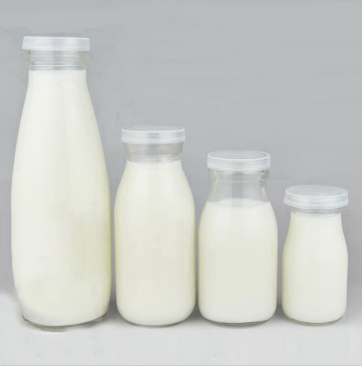 200ml 250ml 500ml 1000ml High-Quality Milk Bottle with Metal Lid / Empty Milk Glass Bottle