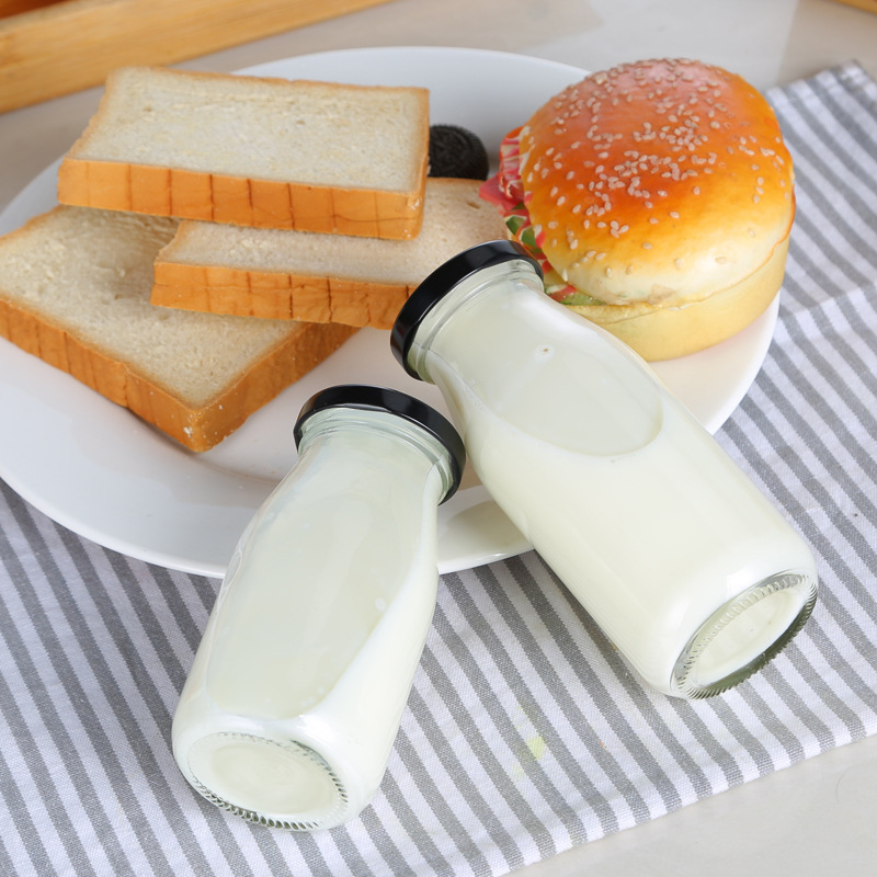 200ml 250ml 500ml 1000ml High-Quality Milk Bottle with Metal Lid / Empty Milk Glass Bottle