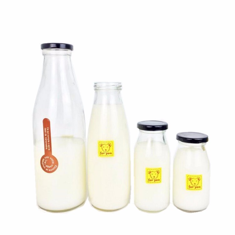 200ml 250ml 500ml 1000ml bulk vintage glass milk bottle with lid wholesale