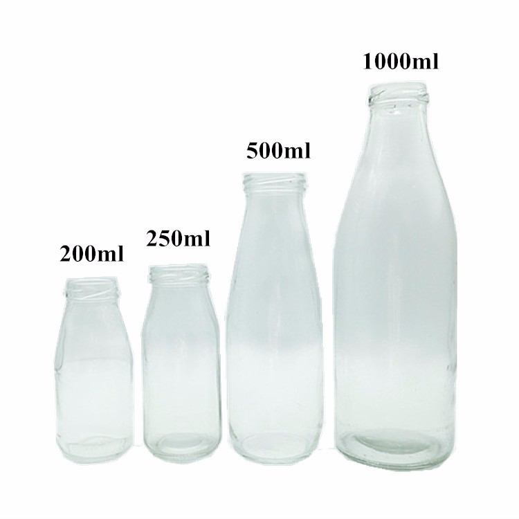 200ml 250ml 500ml 1000ml bulk vintage glass milk bottle with lid wholesale