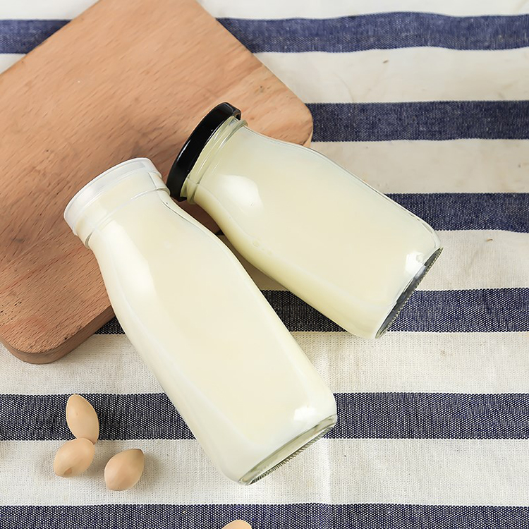 200ml 250ml 500ml 1000ml clear milk glass bottle with metal/plastic cap
