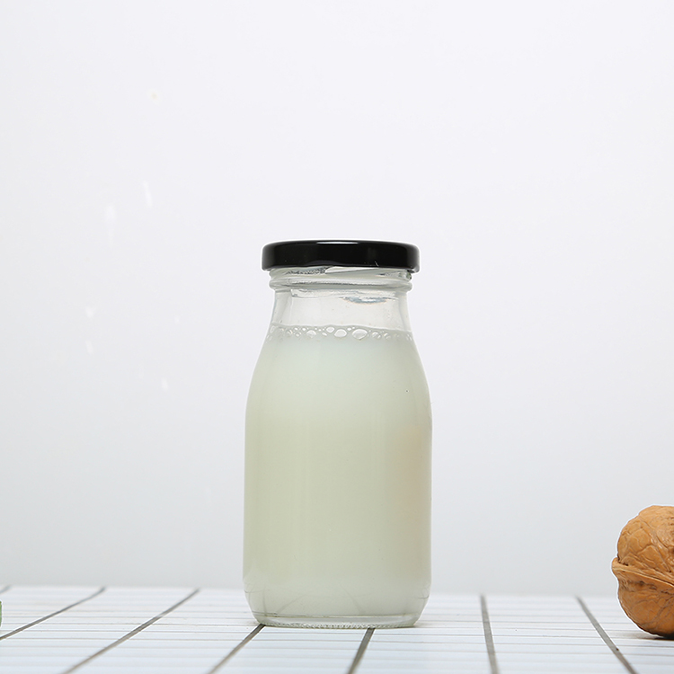 200ml 250ml 500ml 1000ml clear milk glass bottle with metal/plastic cap