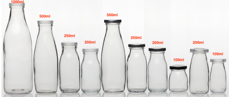 200ml 250ml 500ml 1000ml custom wholesale glass milk bottle with PE cover