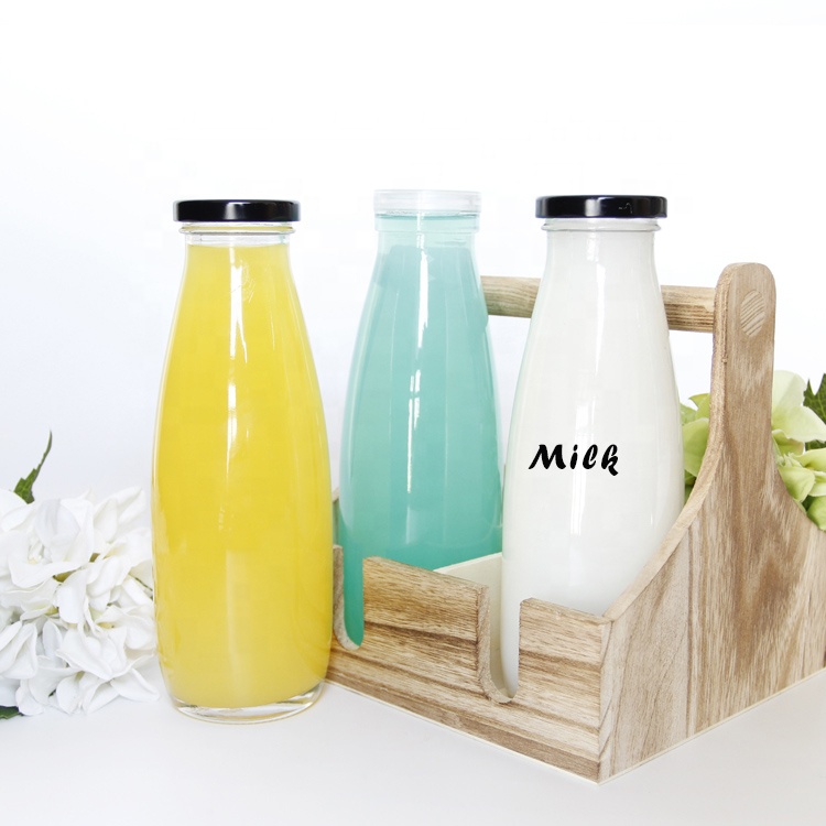 200ml 250ml 500ml Custom round clear glass material milk storage bottle with lid