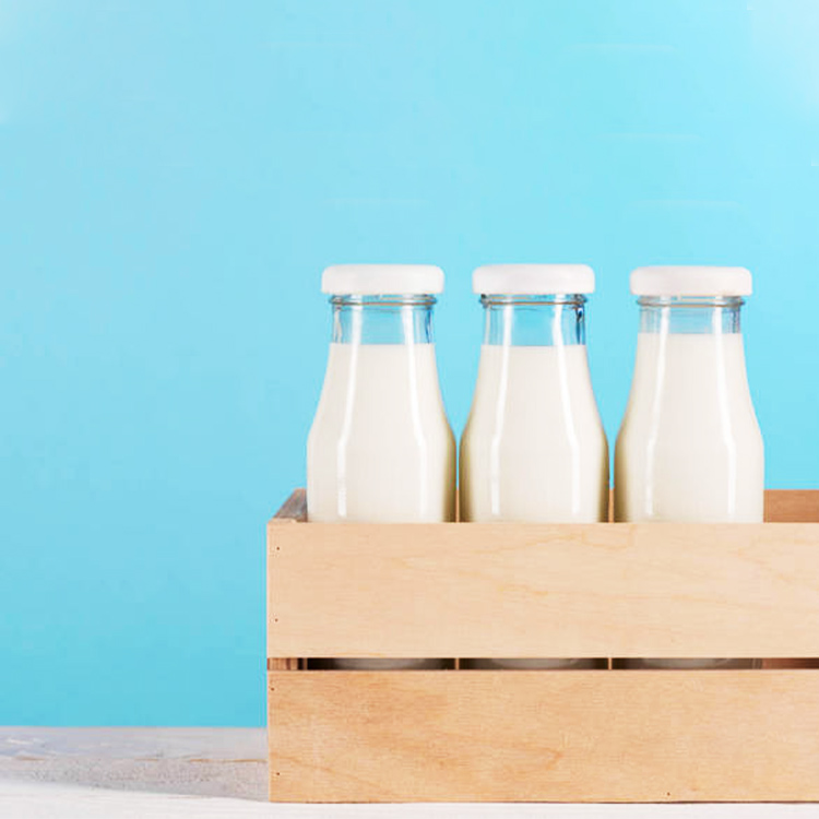 200ml 250ml 500ml Glass milk bottle with caps