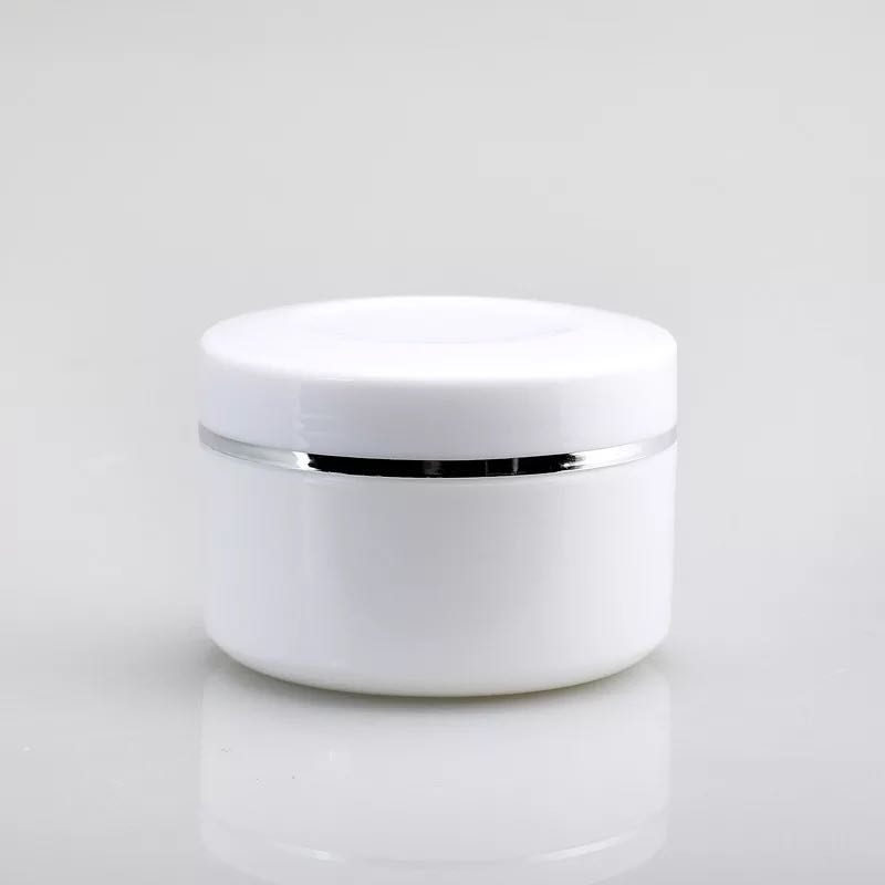 200ml 250ml 500ml Plastic PP white cosmetic cream jar with spoon and sealing ring / facial cream jars container