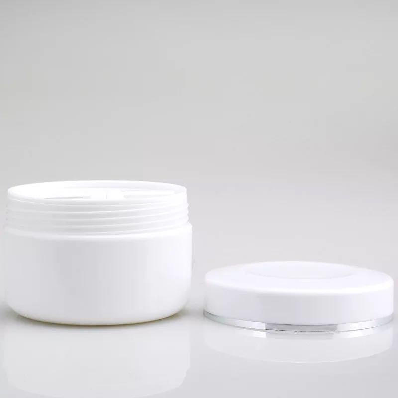 200ml 250ml 500ml Plastic PP white cosmetic cream jar with spoon and sealing ring / facial cream jars container