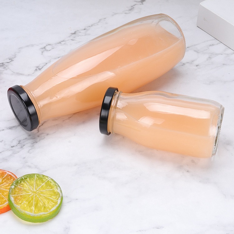 200ml 250ml 500ml empty glass milk juice beverage bottle with plastic lid