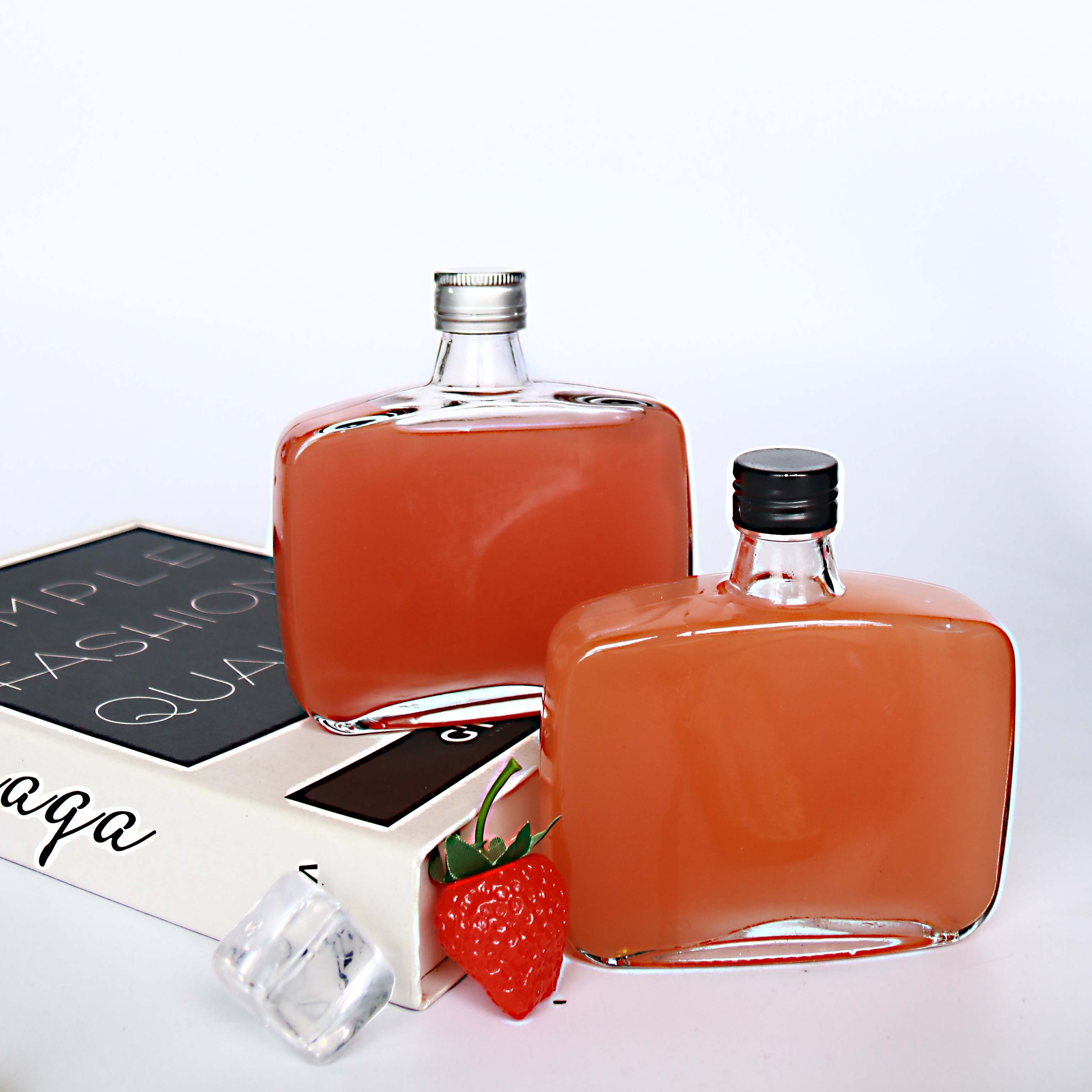 200ml 250ml Flat Whisky Glass Bottle Cold Brew Coffee Hip Flask Glass Bottle