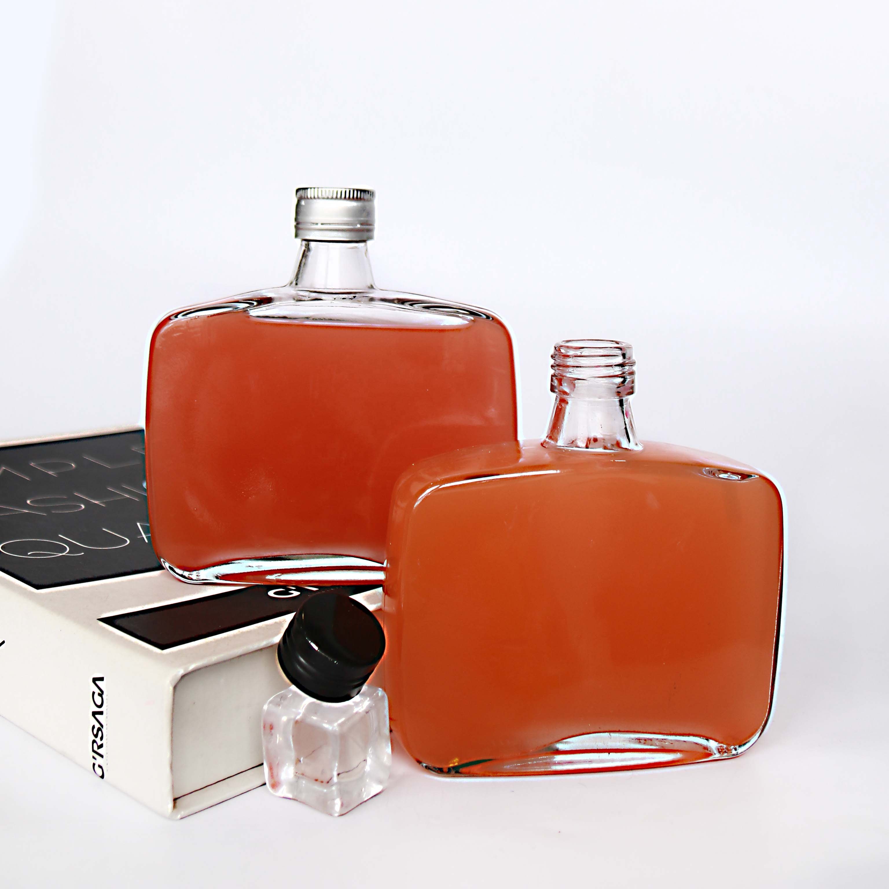 200ml 250ml Flat Whisky Glass Bottle Cold Brew Coffee Hip Flask Glass Bottle