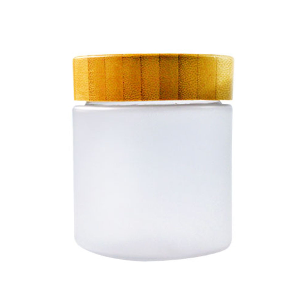 200ml 250ml frosted PET plastic round cosmetic face cream jars packaging jar with bamboo lid