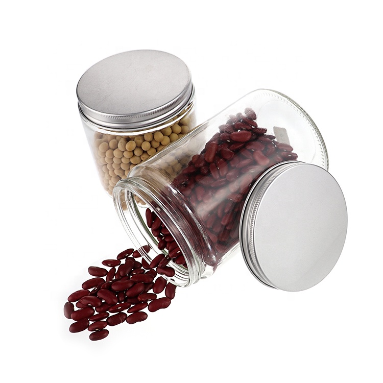 200ml 280ml 390ml 500ml 730ml Large Kitchen Pickle Clear Glass Storage Bottle Mason Jars With Silver Cap