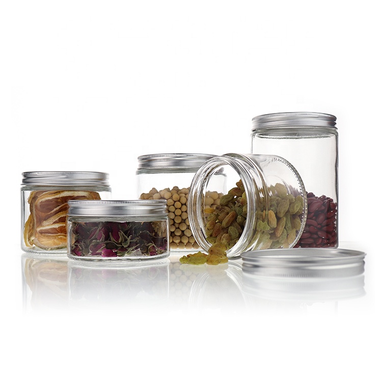 200ml 280ml 390ml 500ml 730ml Large Kitchen Pickle Clear Glass Storage Bottle Mason Jars With Silver Cap