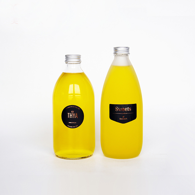200ml 300ml 400ml 500ml 16oz Customized logo wholesale glass juice bottles for milk with aluminum screw lid