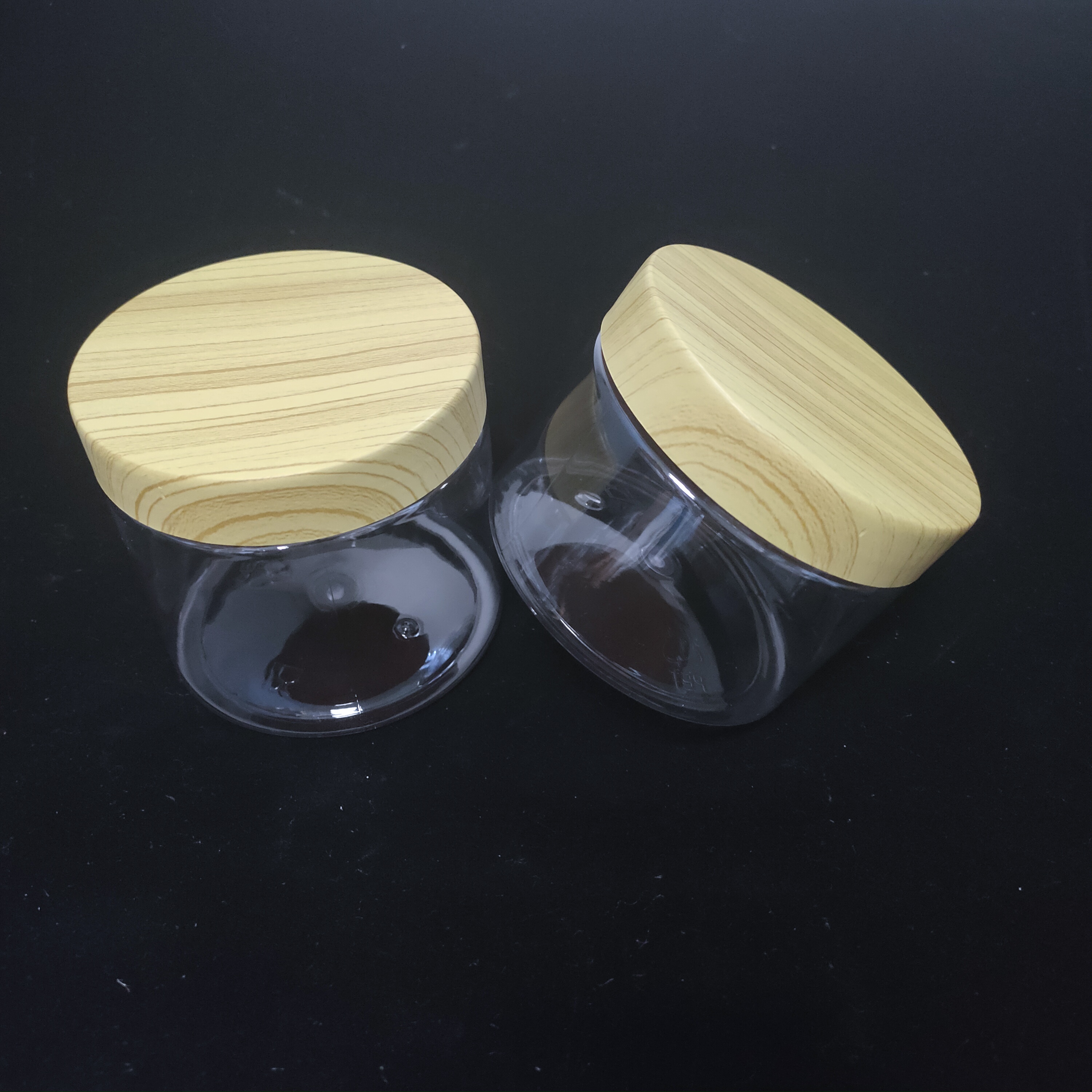 200ml 300ml 400ml cosmetic packaging clear amber black pet plastic cream jar with plastic lid