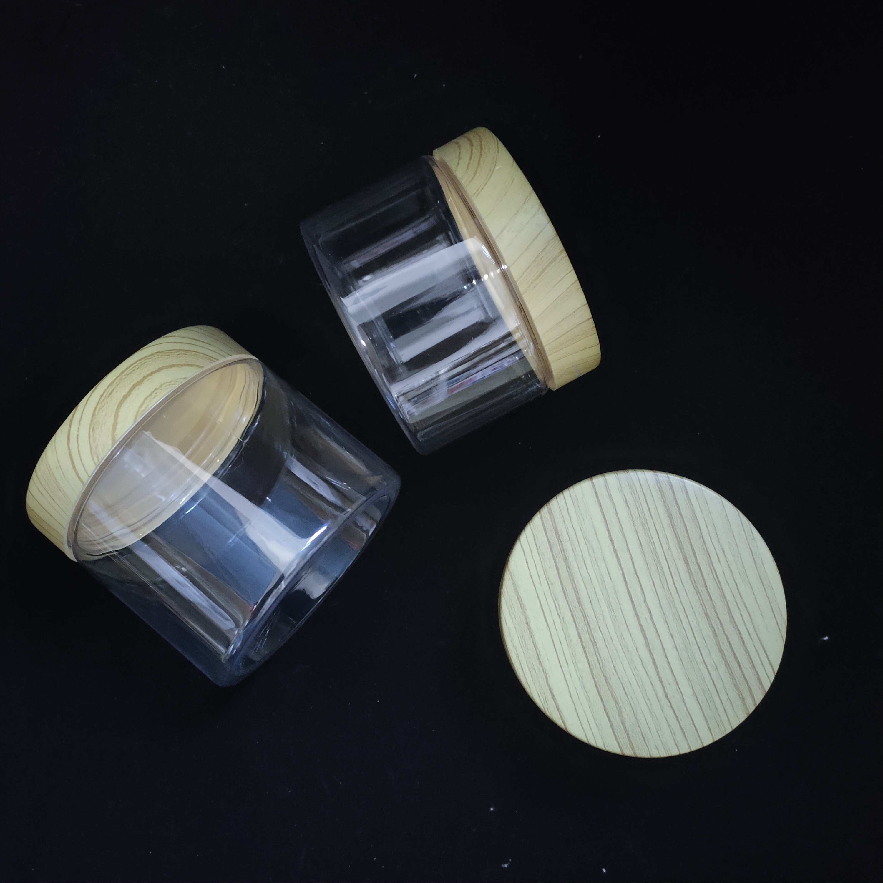 200ml 300ml 400ml cosmetic packaging clear amber black pet plastic cream jar with plastic lid