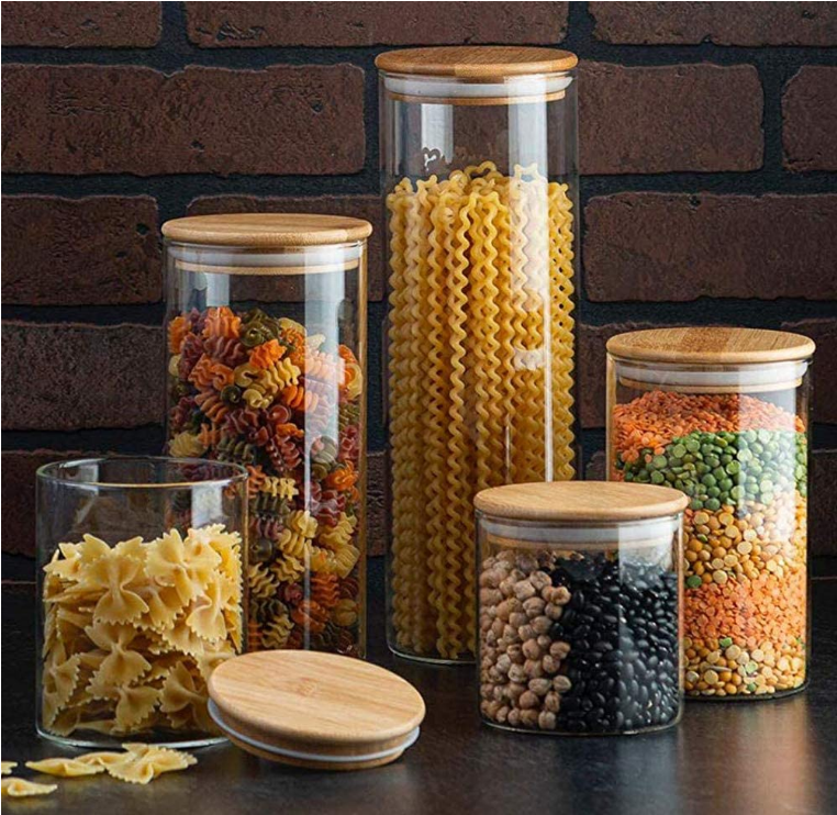 200ml 300ml 500ml 780ml 1000ml high borosilicate glass container for dried round food glass jar wholesale