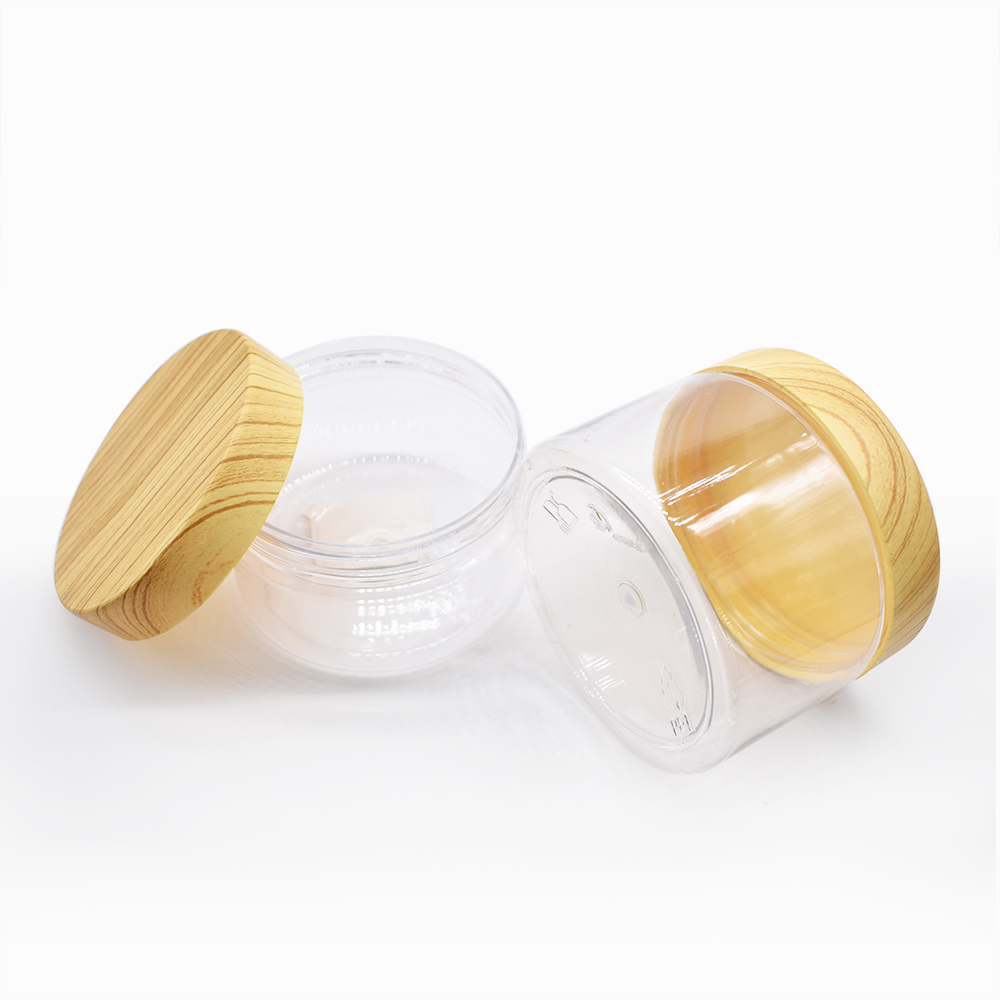 200ml 300ml 500ml cosmetic packaging jars with plastic bamboo cap cream jar