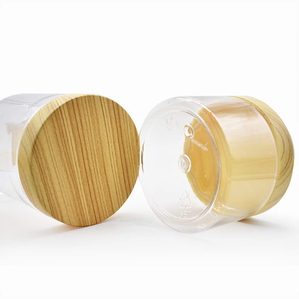200ml 300ml 500ml cosmetic packaging jars with plastic bamboo cap cream jar
