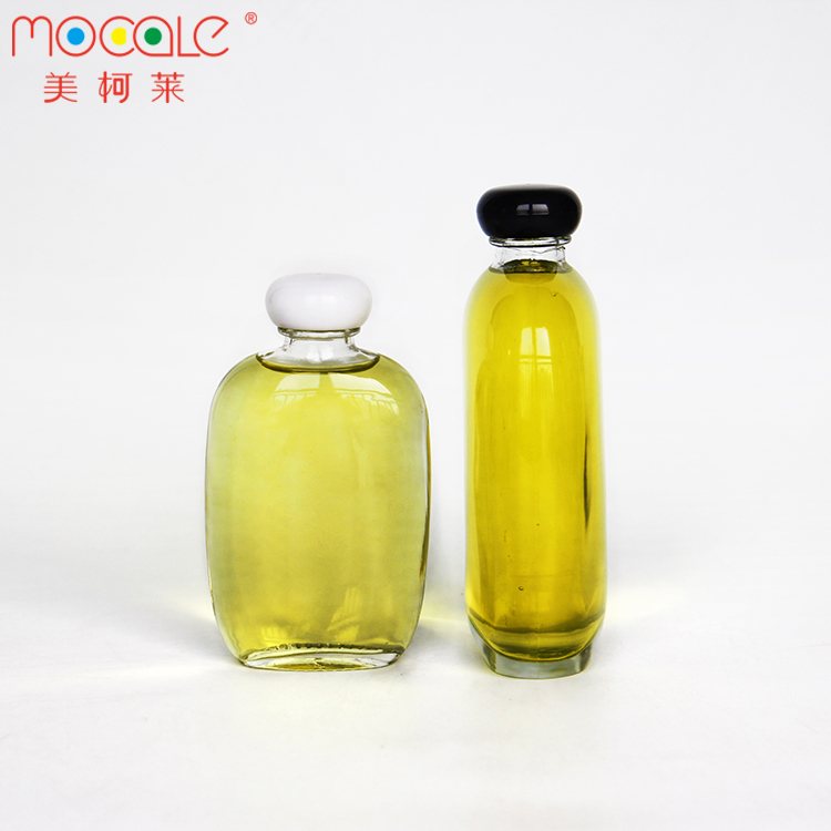 200ml/300ml New Design Round Flask Glass For Beverage Bottle With Black Or White Round Lid