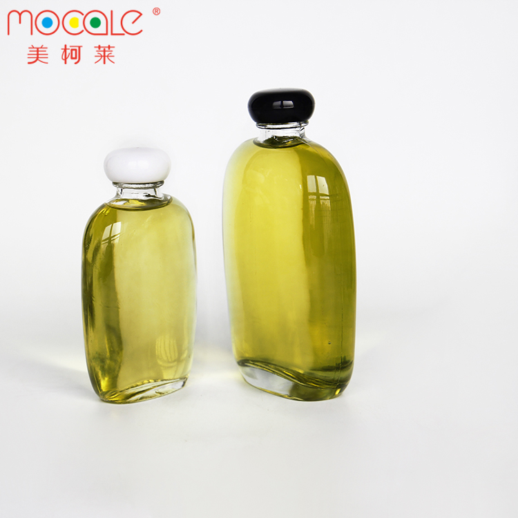 200ml/300ml New Design Round Flask Glass For Beverage Bottle With Black Or White Round Lid