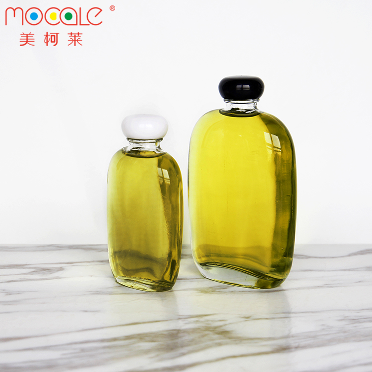 200ml/300ml New Design Round Flask Glass For Beverage Bottle With Black Or White Round Lid