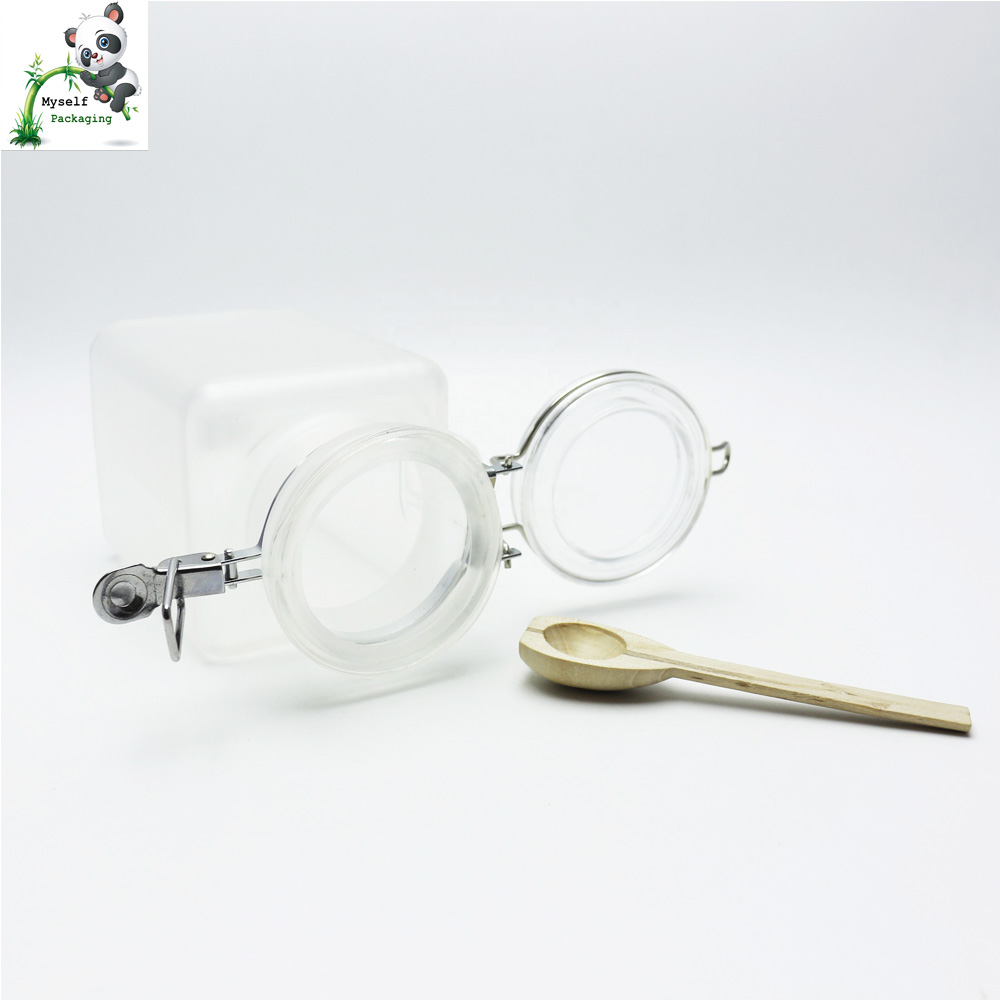 200ml 300ml body scrub container jar with spoon for cosmetic packaging MBSJ-002K