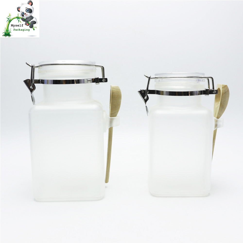 200ml 300ml body scrub container jar with spoon for cosmetic packaging MBSJ-002K