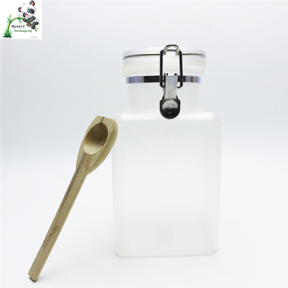 200ml 300ml body scrub container jar with spoon for cosmetic packaging MBSJ-002K