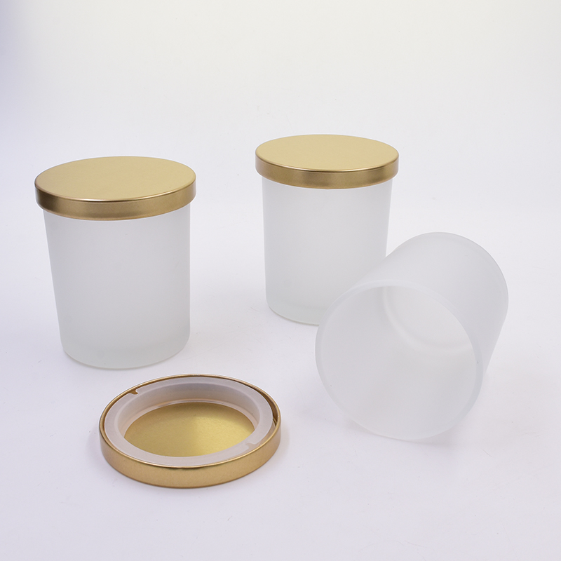 200ml 300ml frosted candle jars with gold metal lids
