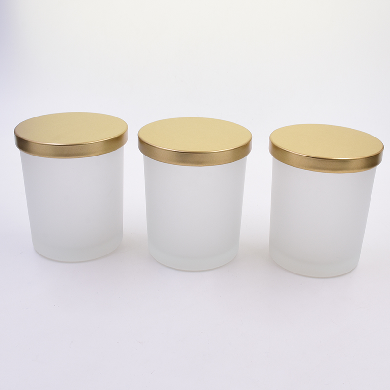 200ml 300ml frosted candle jars with gold metal lids
