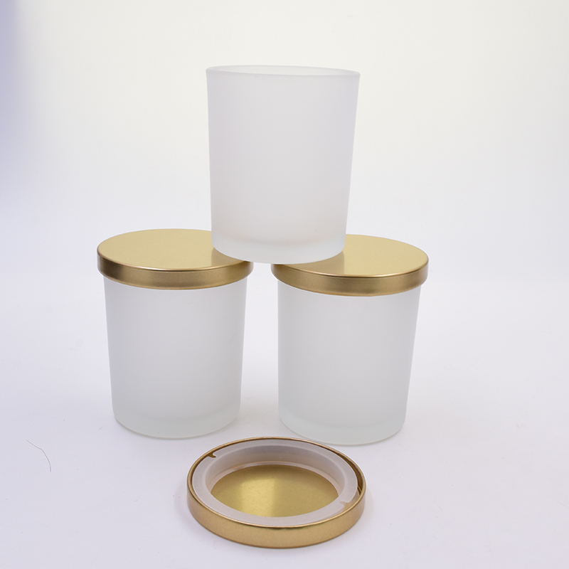200ml 300ml frosted candle jars with gold metal lids
