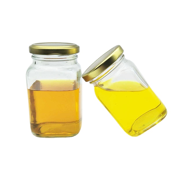 200ml 300ml square glass jar honey jar with golden metal lid wholesale