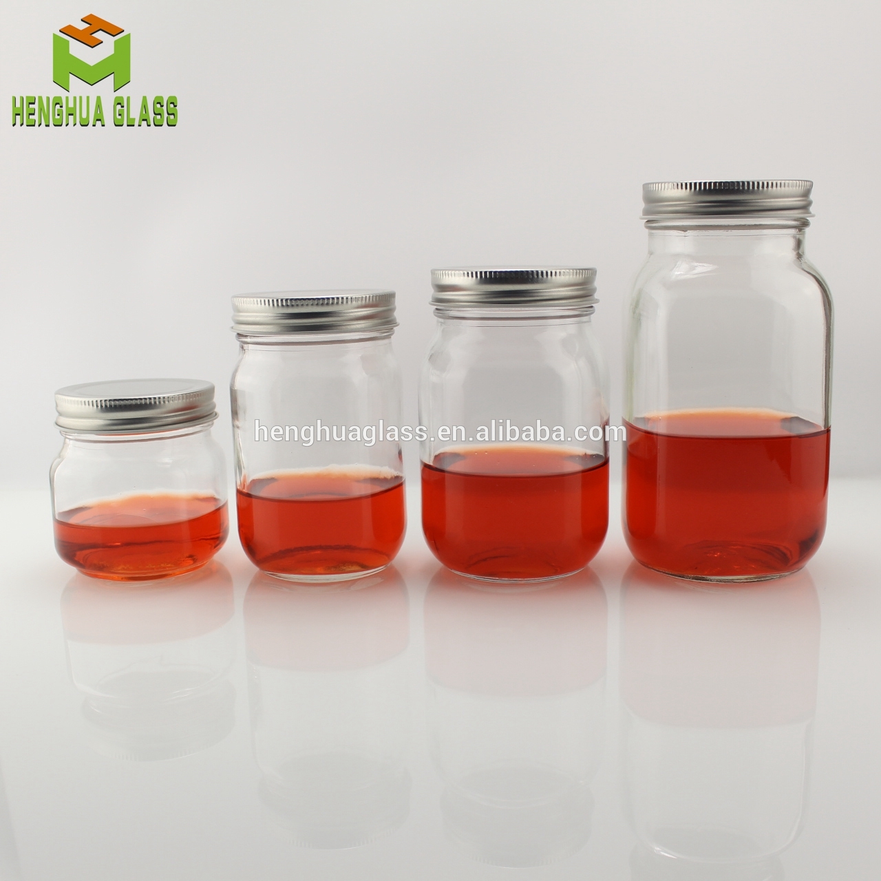200ml 350ml 500ml 750ml square glass mason jar 7oz 12oz 16oz 25oz food glass jar with metal cap